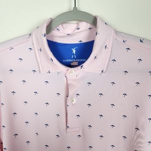 Fairway & Greene Men's Polo Shirt Golf Pink Geometric Print Size M
